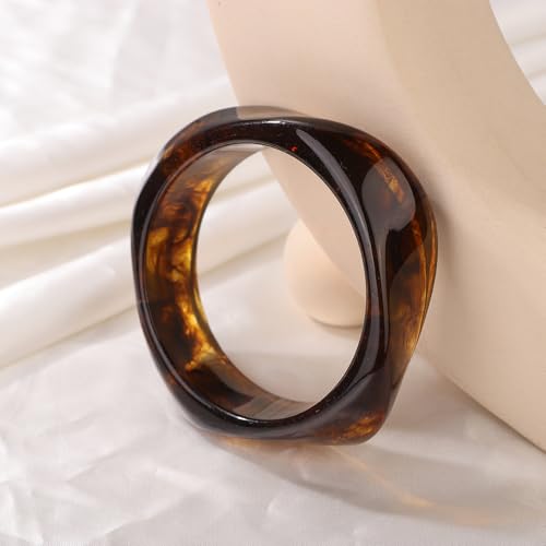 Image of JWICOS Resin Bangle Bracelet for Women Acrylic Cute Chunky Bracelet for Women Exaggerated Irregular Acrylic Resin Wristband Bracelet Bangle