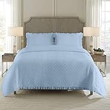 Spirit Linen home SL EST. 1988 - King Quilt Set, Super Soft & Cozy Bedding with Matching Shams, Lightweight Home Decor for All Seasons, King, Blue