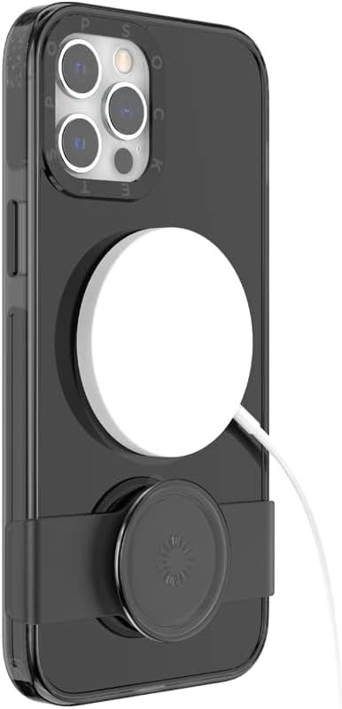 PopSockets Black iPhone 12 Case and iPhone 12 Pro Case with Phone Grip and Slide Compatible with MagSafe