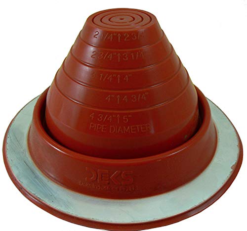 Dektite #3 Red Silicone Metal Roof Pipe Flashing, High Temp, Round Base, Pipe Od 1/4" - 5" #TOP1
