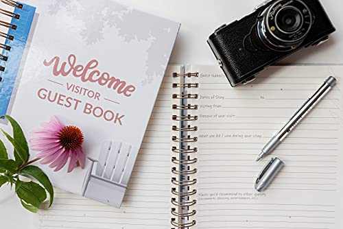 Visitor Guest Book Spiral Welcome Hardcover Sign In Log Book For Vacation Rentals, Airbnb, Bed & Breakfast, Beach House, Guest House, Register Book –Sign In Sheets - Cabins, Vacation Homes #TOP6