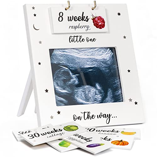 Image of Jwitao Ultrasound Picture Frame - Baby Bump Weekly Fruit and Veggie Pregnancy Tracker, Sonogram Picture Frame, Expecting Parents to be Unique Gift for Pregnant Women, Gender Reveal First Time Mom Must Have