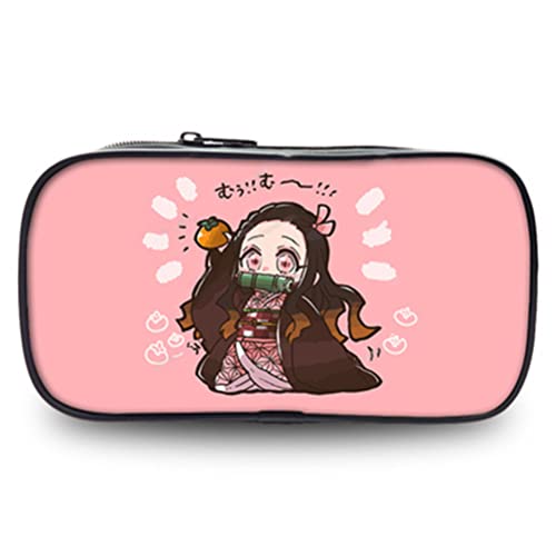 PJDYHA Estuche para BolíGrafos con Compartimentos Estuche para LáPices De De Gran Capacidad TambiéN Se Puede Usar como Bolso para Maquillaje, para Anime Demon Slayer Kamado Nezuko Cover