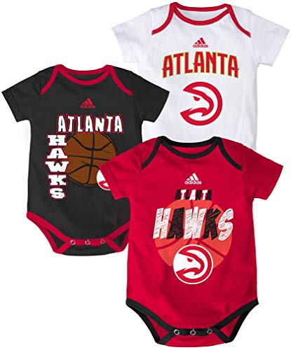 Outerstuff Atlanta Hawks Newborn Infants 3 Point Spread 3 Piece Creeper Bodysuit Set (12 Months)