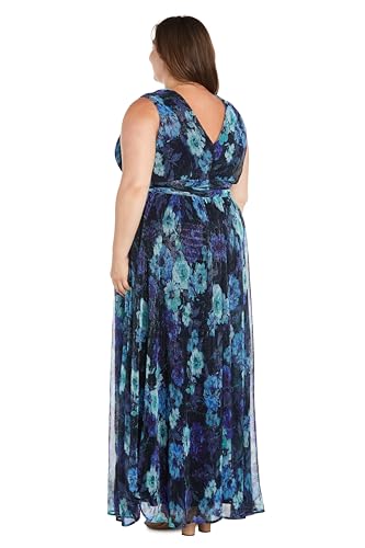 Image of Crinkle Pleated Floral Maxi Dress W /Illusion V-Neck & Side Slit