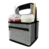 Portavasos de café, reutilizable, 4 portavasos, bolsa de 19 x 18 x 25 cm, impermeable, con bolsillos laterales para llevar bebidas, fiestas de café, playa