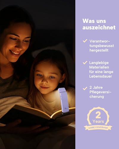 86lux Leselampe Buch Klemme，Wiederaufladbare Buchlampe zum Lesen im Bett – Ansicht 6