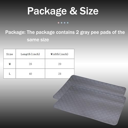 Image of BAMY 2 Pcs Washable Dog Pee Pads Absorbs Urine Pet Training Pads Non-Slip Waterproof Doggie Whelping Pad Reusable Dogs Mat Solid Brown Gray Blue Pink (Gray, M (28x20 inch))