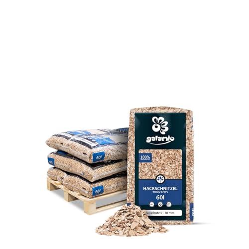 GALAMIO Holzhackschnitzel Natur Kiefer 5-60 mm- 720L (12 x 60L) - Farbiger natürlicher Unkrautschutz