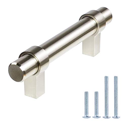 Image of Modern Straight Bar Handle Pull, 3 inch Center, Satin Nickel Finish, 50 Pieces