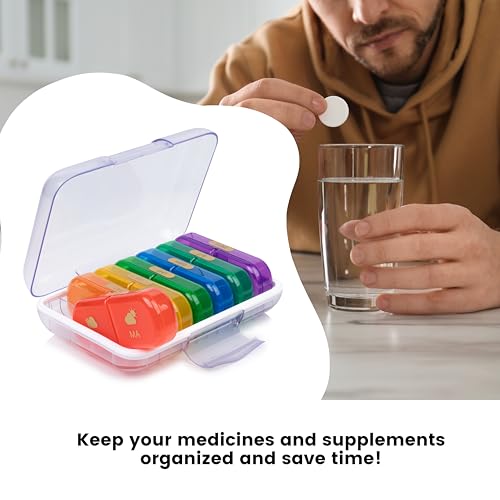 Image of Premium Weekly pill organizer 2 times a day, Medicine organizer box| Medicine box for Home, portable travel pill box weekly with large compartments moisture-proof pill case for vitamin, Medicine, pills, supplements