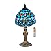 Nizrsky Small Tiffany Table Lamp, 3 Color-Temperature Baroque Stained Glass Lamp,8 Inch Tiffany Style Lamp for Bedroom Living Room Home, Handcrafted Light, Included Bulb (Blue)