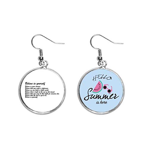 Pendientes de sandía con frase de poesía inspiradora para verano