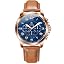 8407|brown strap blue dial