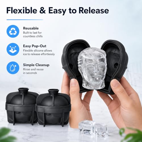 Molde para cubitos de hielo 3D cabeza divertida 2 unidades miniatura 4