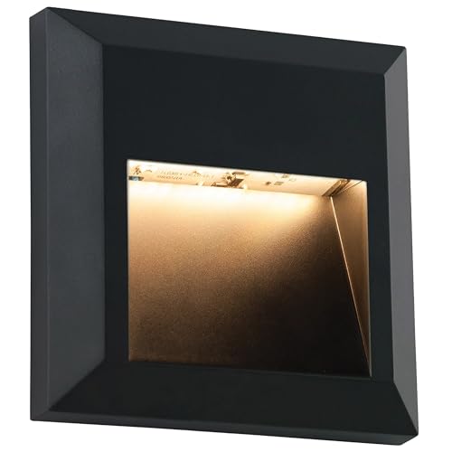 National Lighting Severus Black Finish Indirect Warm White LED Outdoor Square Guide Pathway Driveway Wall Light IP65 Rated