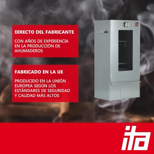 Miniatura 3 de Ita Ahumador Electrico 7000 81x28x40 Cm Con Ventana - Ahumadero Profesional Con Termómetro - Metal Galvanizado, Anticorrosivo, Duradero - Fumador Para Carne, Pescado, Salchichas