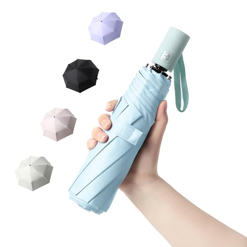 Image of BAODINI Small UV Protection Travel Umbrella Compact for Rain and Sun UPF 50+ Windproof Portable 42 inch Umbrella for Women and Men
