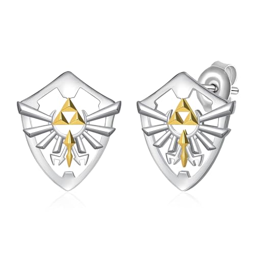 Game Earrings 925 Sterling Silver Anime Stud Earrings Triforce Jewelry Gifts for Women Men - Main Image