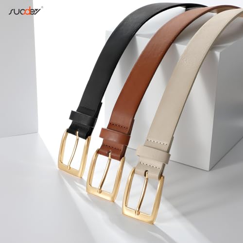 SUOSDEY Women Vintage Leather Belt for Jeans Dresses Pants Fashion Ladies Waist Belts with Gold Buckle2