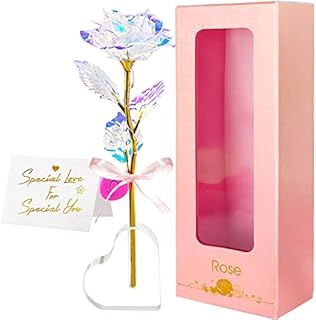 IMOPUITI Valentines Galaxy Rose Flowers LED Forever Rose With Stand Infinity Rose Presents Eternal Rose Gift for Her Women Mum Girlfriend Wife on Valentine's Day Mother's Day Birthday Anniversary