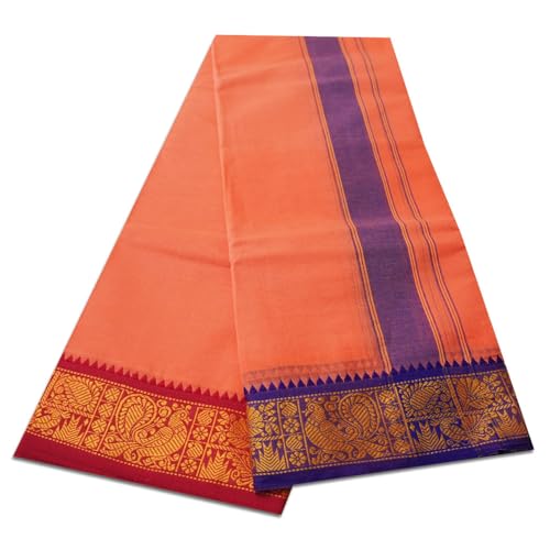 Image of vimayam pure cotton 3 inch border colour dhoti 9X5(Assorted Border design and colours)