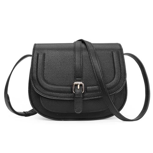 Image of GOIACII Crossbody Bags for Women Saddle Purse Cute Shoulder Handbag Pebble Leather Brown