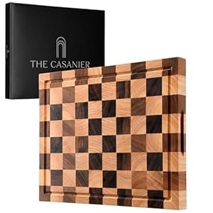 CASANIER Acacia Wood Cutting Board – 1.5” Thick Extra Large Butcher Block, Reversible Chopping Board with Juice Groove & Handle – Serving Tray for Charcuterie, Gift for Housewarming – 18”x14”