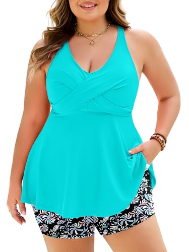 NIeyook Tummy Control Plus Size Swimwear Swim Suit with Shorts Women Cute Modest Swimsuits Bathing Suit That Hides Belly Fat