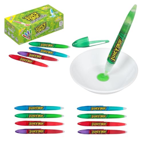Juicy Drop Sour Candy Gel Pen, 12 Ct Sour Candy Gel Pens in Assorted Fruity Flavors, Full Size, Fun...