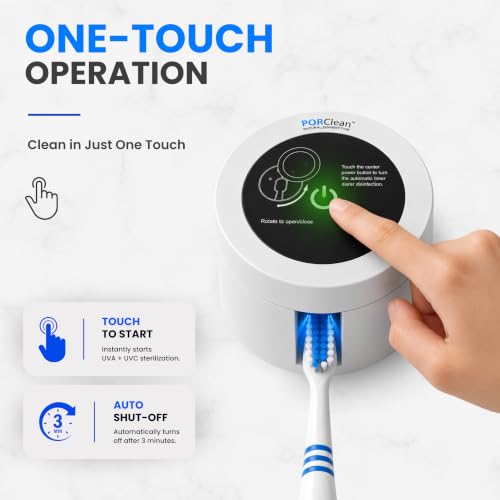 Image of PORClean Kids Electric Toothbrush & UV Toothbrush Sanitizer Combo | Rechargeable Sonic brush for Kids 3-12 Years | UV-C + UV-A Sanitizer Holder | 4 Brushing Modes | Soft DuPont Bristles