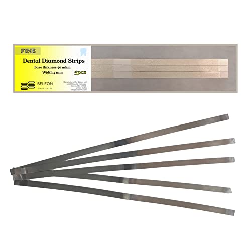 Image of BELEON Dental Diamond Strips - Soft 5pcs 4mm x 145mm - Dental Stainless Steel Strips Abrasive for Contouring Teeth Polishing Finishing Tooth Polisher