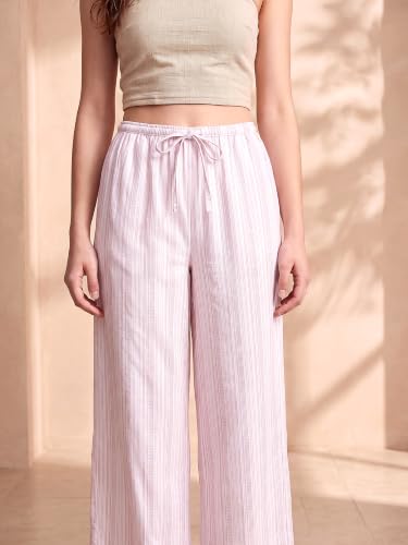 Image of PURVAJA Women's Comfort Wide Leg Full Length Flat-Front Printed Trouser