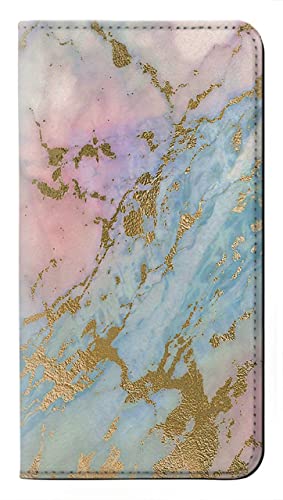 Housse cuir iPhone 17 Pro rabat magnétique marbre rose gold