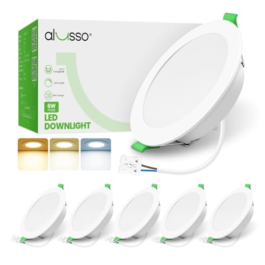 ALUSSO LED Einbaustrahler 230V Dimmbar IP65 LED Spots 6W 600LM Ultra Flach Deckenspots 3CCT 3000K Warmweiß 4000K Neutralweiß 6500K Kaltweiß Einbauleuchten für Badezimmer Küche Wohnzimmer, 6er Set