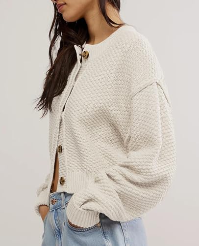 Womens Cardigan Sweaters Button Down Long Sleeve Short Loose Knit Sweaters Chunky Cardigan Outerwear Coats2