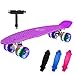BELEEV Skateboard 55cm/22inch para Principiantes Adultos y Niños, Mini Cruiser Skateboard con All-in-One Skate T-Tool, Skateboard con 4 LED PU Ruedas(Purple)