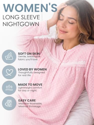 Image of Casual Nights Women's Cozy Long Sleeve Fleece Nightgown