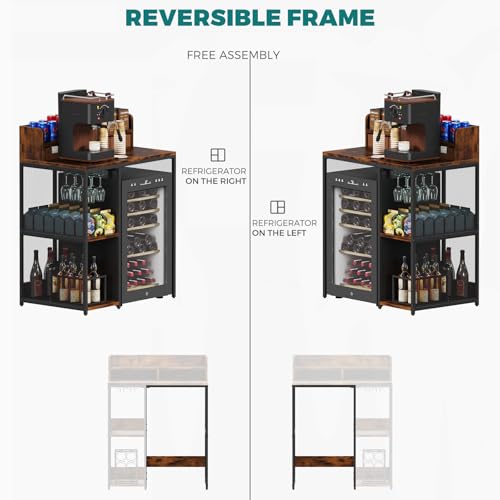 4-Tier Industrial Style Mini Fridge & Microwave Oven Stand (Rustic Brown) - image 2