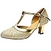 Scarpe Ballo Latino Donna Eleganti Oro, Scarpe con Tacco Chiuse Comode Scarpette Regolabili Elegante Scarpe Moda Paillettes Scarpe Ballerina Donna Danza Moderna per Feste di Matrimonio