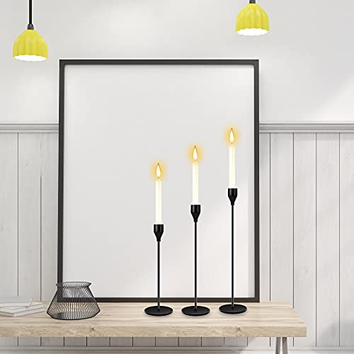 Hude Black Candle Holder Set Of 3, Taper Candle Holders Candlesticks, Candlestick Holders Matte, Candle Sticks Long Holder, Candle Stand Wedding Dinner Party, Fits 3/4 Inch Candle & Led Candles #TOP5