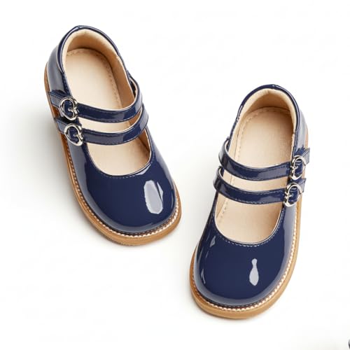 Image of GINFIVE Toddler Girls Dress Shoes Little Kids Flats School Mary Janes Shoes