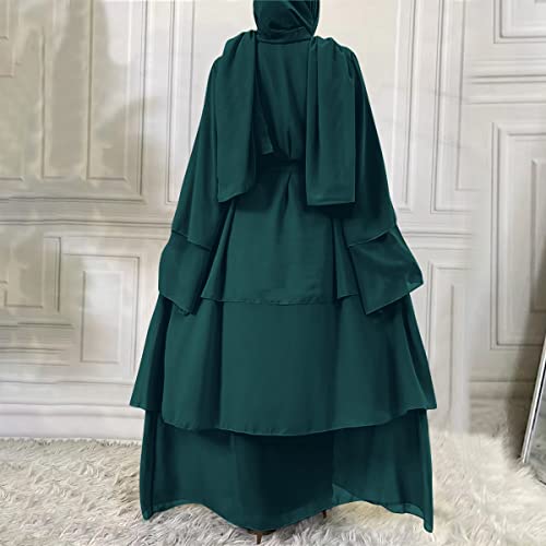 Muslim Abaya Dress for Women - Long Sleeve Islamic Dubai Abaya Cardigan Robe - Middle East Prayer Dress with Hijab3