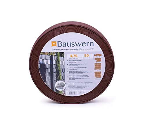 BAUSWERN Strisce frangivista in PP da 700 g, per recinzioni a doppia asta, resistenti alle intemperie, montaggio facile, 700 g/m² con 50 m di lunghezza x 4.75 cm di altezza (marrone)