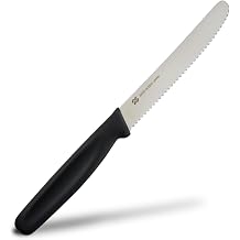 Serrated Bread & Spread Knife from Seki Japan | Small Kitchen Knife for Bread, Tomatoes & Butter | Rounded Tip Spreader, Lightweight Handle, Blade Cover Included