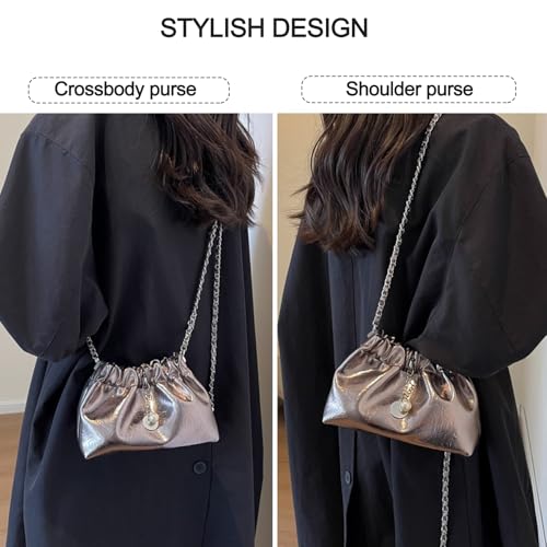 Women's Cloud-Shaped Dumpling Bag Crossbody Purse, Designer Cloud Clutch Purse Ruched Bag with Adjustable Shoulder Strap3