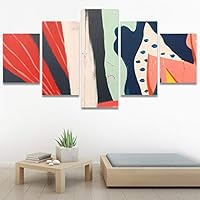 SIGNWIN 5 Panel Canvas Wall Art Abstract Colorful Decorative Elements Modern Artwork for Home Decorations Ready to Hang - 60