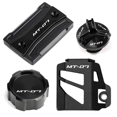 Fireleopard Deckel für Bremsflüssigkeitsbehälter, vorne und hinten, Zubehör für Motoröl, kompatibel mit MT07 2021 2022 MT 07 FZ07 2014-2023 (4 Stück, Combo Black)