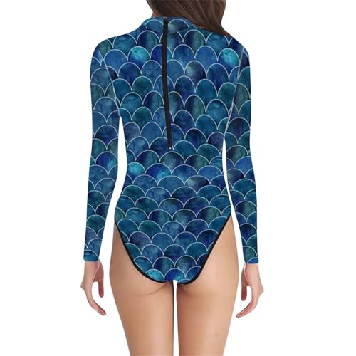 Generisch Elegante traje de baño con estampado de escamas de pescado para mujer, combinación perfecta de moda y confort, traje de baño Borat Leopard, azul oscuro, S