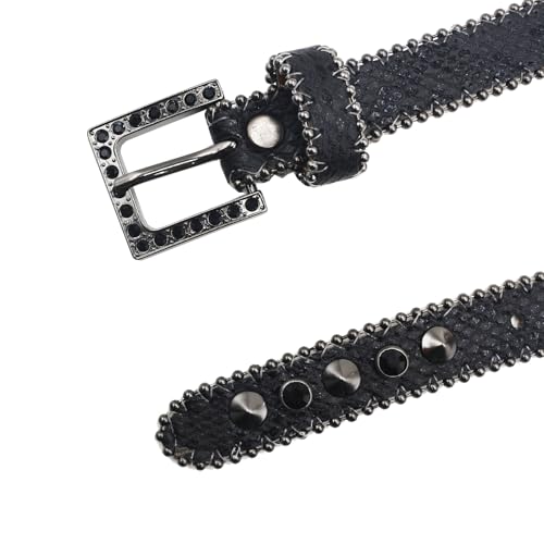 Western Waist Belt with PU Leather Waist Accessory Rhinestones Rivet Studded Adjustable for Men and Women Jeans Dresses4